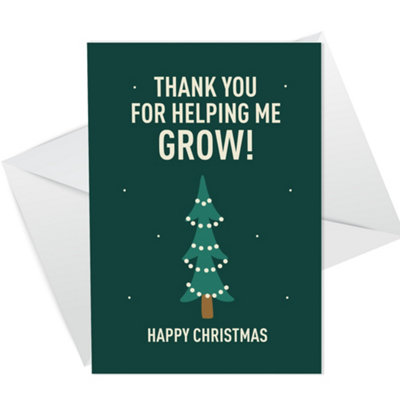 Red Ocean Funny Thank You For Helping Me Grow Christmas Card For Teacher from B&Q