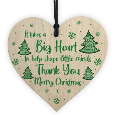 B&Q -  Thank You Gift For Teacher Christmas Wooden Heart Gift For Teacher From Child