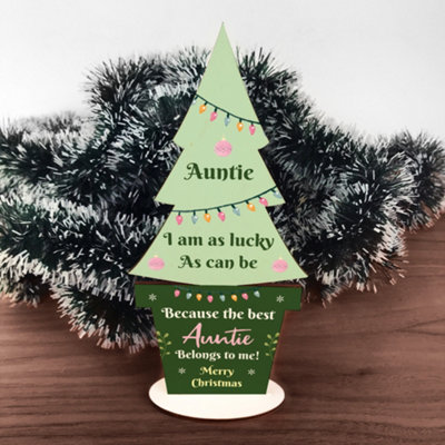 Red Ocean Christmas Gift For Auntie Wooden Christmas Tree Thank You Auntie from B&Q