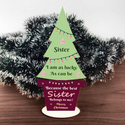 Red Ocean Christmas Gift For Sister Wooden Christmas Tree Thank You Sister from B&Q