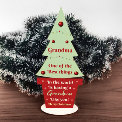 Red Ocean Christmas Gift For Grandma Wood Christmas Tree Thank You Gift