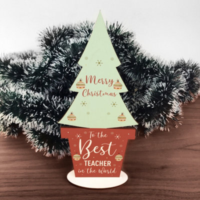 B&Q -  Christmas Gift From Child Wooden Christmas Tree Teacher Xmas