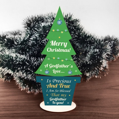 Red Ocean Christmas Godfather Gift Wood Christmas Tree Godparent Gift from B&Q