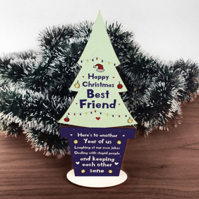 B&Q -  Christmas Gift For Best Friend Wood Christmas Tree Decoration