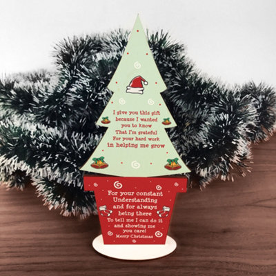 B&Q -  Christmas Gift For Teacher Poem Wooden Christmas Tree Thank You