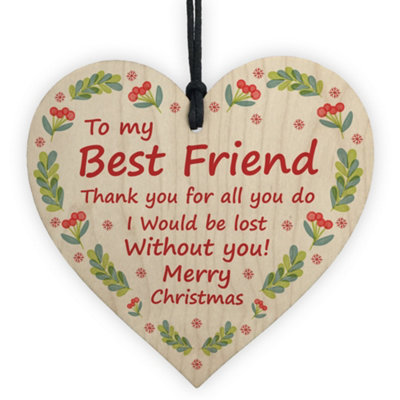 B&Q -  Wooden Heart Christmas Gift For Best Friend Novelty Friendship Gifts For Friend