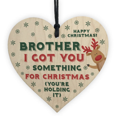 Red Ocean Funny Christmas Gift For Brother Wooden Heart Novelty Rude Gift From Sister from B&Q