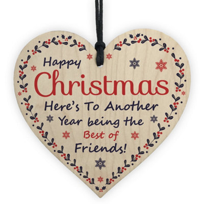 Red Ocean Best Friend Keepsake Gift For Christmas Novelty Friendship Christmas Gifts Wooden Heart Gifts from B&Q