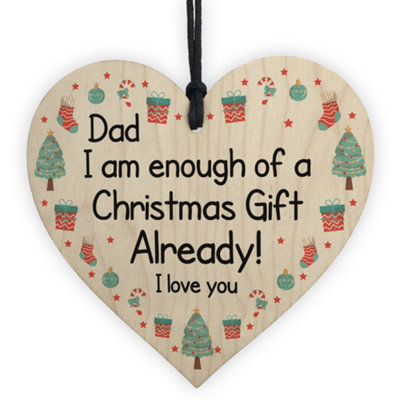 Red Ocean Funny Dad Christmas Gift From Daughter Son Novelty Wooden Heart Gift For Dad from B&Q