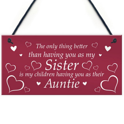 Red Ocean Novelty Auntie Gift Hanging Plaque Sister Gift From Niece Nephew Thank You Gift from B&Q