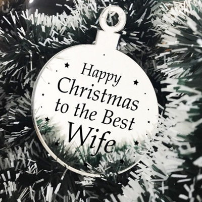 Red Ocean Christmas Gift For Wife Christmas Tree Decoration Engraved Bauble Gift For Her from B&Q