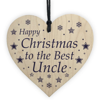 Red Ocean Novelty Gift For Uncle Christmas Wood Heart Thank You Gift For Him Best Uncle Gift from B&Q