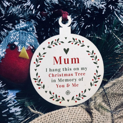Red Ocean Rememberance Christmas Tree Bauble For Mum Wood Ornament Bauble from B&Q
