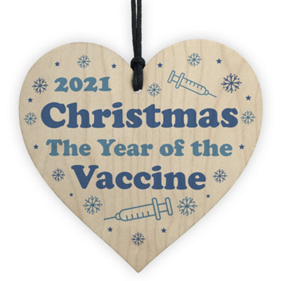 Red Ocean 2021 Christmas Bauble Year Of The Vaccine Novelty Xmas Tree Decoration Bauble from B&Q