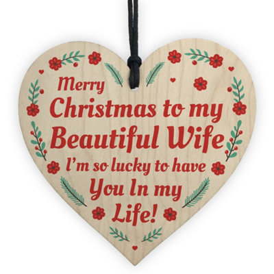 Red Ocean Christmas Gift For Wife Novelty Wooden Heart Gift From Husband Keepsake Gifts from B&Q