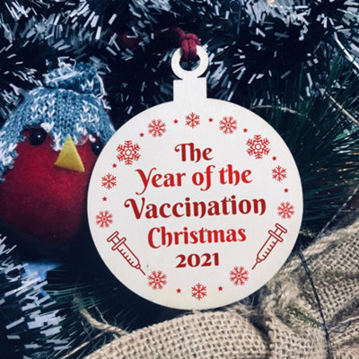 Red Ocean The Year Of The Vaccine Wooden Hanging Tree Decoration Memory Family Gift from B&Q