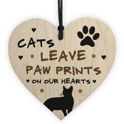 Red Ocean Cats Leave Paw Prints On Our Heart Wood Plaque Cat Lover Gift Cat Sign Family Gift from B&Q