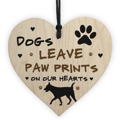 Red Ocean Dogs Leave Paw Prints On Our Heart Wood Plaque Dog Lover Gift Dog Sign Family Gift from B&Q