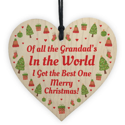 Red Ocean Christmas Gift For Grandad Hanging Wooden Heart Grandparent Gift From Grandchildren from B&Q