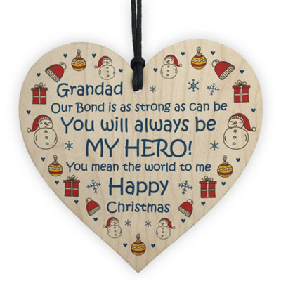 Red Ocean Grandad Happy Christmas Novelty Wooden Heart Gift For Grandad Grandparents from B&Q