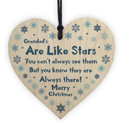 Red Ocean Grandad Christmas Wooden Heart Tree Decoration Gift For Grandfather Novelty Gift For Him Men from B&Q