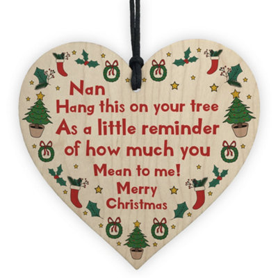 Red Ocean Christmas Tree Decoration For Nan Novelty Wooden Hanging Bauble Gift For Nan Nanny from B&Q