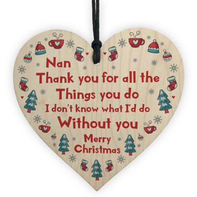 Red Ocean Christmas Nan Gifts Hanging Wooden Tree Decoration Gift From Grandchildren Novelty Gift For Nanny from B&Q