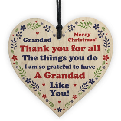 Red Ocean Grandad Thank You Christmas Gifts For Grandparents Wood Tree Decoration Bauble from B&Q