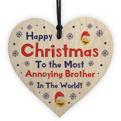 Red Ocean Funny Joke Brother Gift For Christmas Wood Heart Novelty Gift For Him From Sister from B&Q
