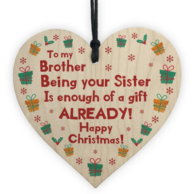 Red Ocean Funny Brother Gift From Sister Novelty Christmas Gift For Brother Him Wood Heart from B&Q