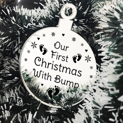Red Ocean Our First Christmas With Bump Engraved Decoration New Mum Dad Gift Baby Gift from B&Q