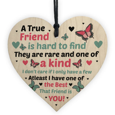 Red Ocean True Friendship Sign Best Friend Plaque Gift Shabby Chic Wood Heart Thank You Gift from B&Q