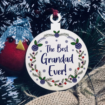 Red Ocean The Best Grandad Ever Tree Decoration Wood Bauble Gift For Grandad Grandparent Gifts For Him from B&Q
