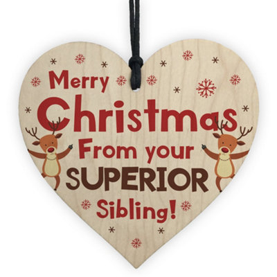 Red Ocean Superior Sibling Funny Christmas Gift For Brother Sister Novelty Wood Heart Gifts For Family from B&Q