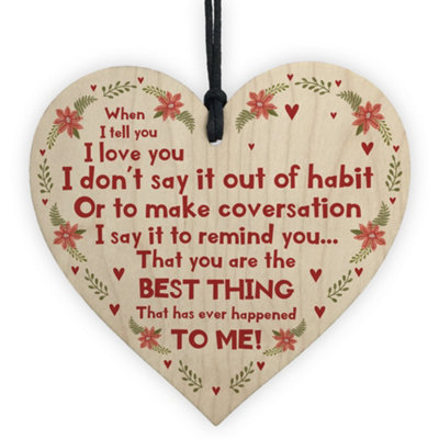 Red Ocean Valentines Gift For Him Her Thank You Gift Wooden Heart Anniversary Present Keepsake from B&Q