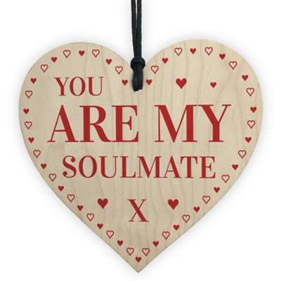 Red Ocean You Are My Soulmate Gift Wooden Heart Girlfriend Boyfriend Husband Wife Gift from B&Q