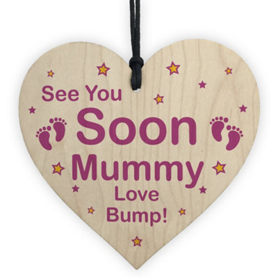 Red Ocean See You Soon Mummy Love Bump Wooden Heart Mummy Gift Bump Gifts Keepsake from B&Q