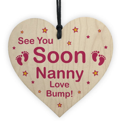 Red Ocean See You Soon Nanny Love Bump Wooden Heart Nanny Gift Bump Gifts Keepsake from B&Q