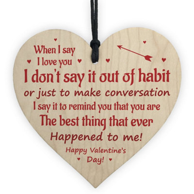 Red Ocean Special Valentines Day Wooden Heart Plaque Gift For Husband Wife Gift For Him from B&Q