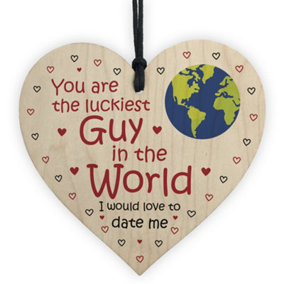B&Q -  Funny Valentines Day Gift For Boyfriend Anniversary Gift For Him Wooden Heart Keepsake