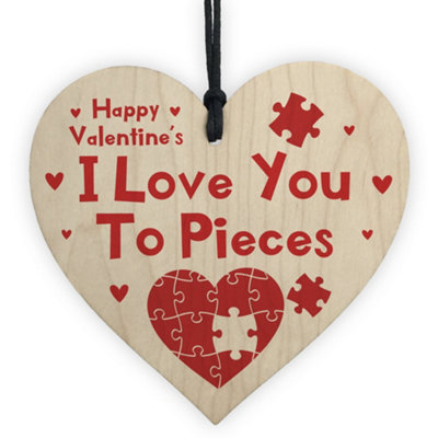 B&Q -  Valentines Gifts For Him Her Wood Heart Boyfriend Girlfriend Husband Wife Gift