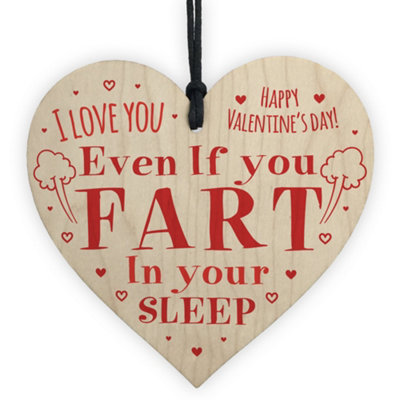 Red Ocean Funny Rude Valentines Gift For Him Her Wood Heart Fart Husband Wife Boyfriend Gift from B&Q