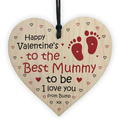 Red Ocean Valentines Gift For Best Mummy To Be Wood Heart Bump Gifts Mummy Love Gift from B&Q
