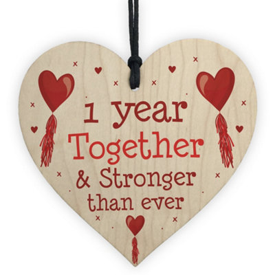 Red Ocean 1St Anniversary Gift Wood Heart Perfect Gift For Husband And Wife Him Her Keepsake from B&Q