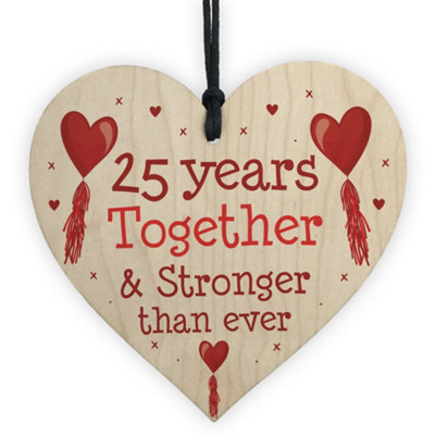 Red Ocean 25Th Anniversary Gift Wood Heart Perfect Gift For Husband And Wife Him Her Keepsake from B&Q