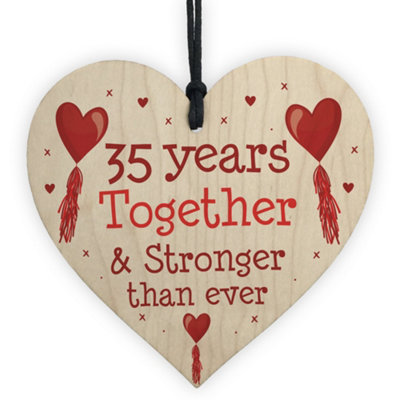 Red Ocean 35Th Anniversary Gift Wood Heart Perfect Gift For Husband And Wife Him Her Keepsake from B&Q