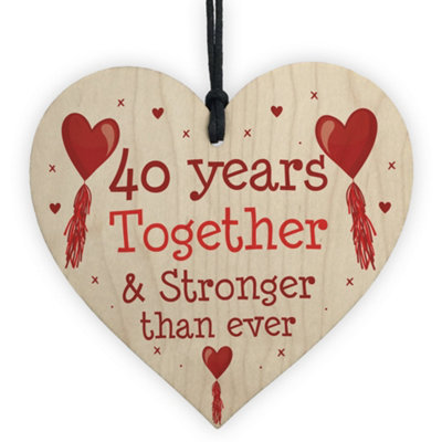 Red Ocean 40Th Anniversary Gift Wood Heart Perfect Gift For Husband And Wife Him Her Keepsake from B&Q