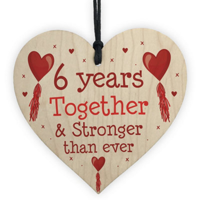 Red Ocean 6Th Anniversary Gift Wood Heart Perfect Gift For Husband And Wife Him Her Keepsake from B&Q