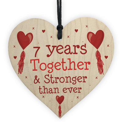 Red Ocean 7Th Anniversary Gift Wood Heart Perfect Gift For Husband And Wife Him Her Keepsake from B&Q