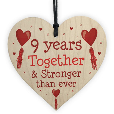 Red Ocean 9Th Anniversary Gift Wood Heart Perfect Gift For Husband And Wife Him Her Keepsake from B&Q
